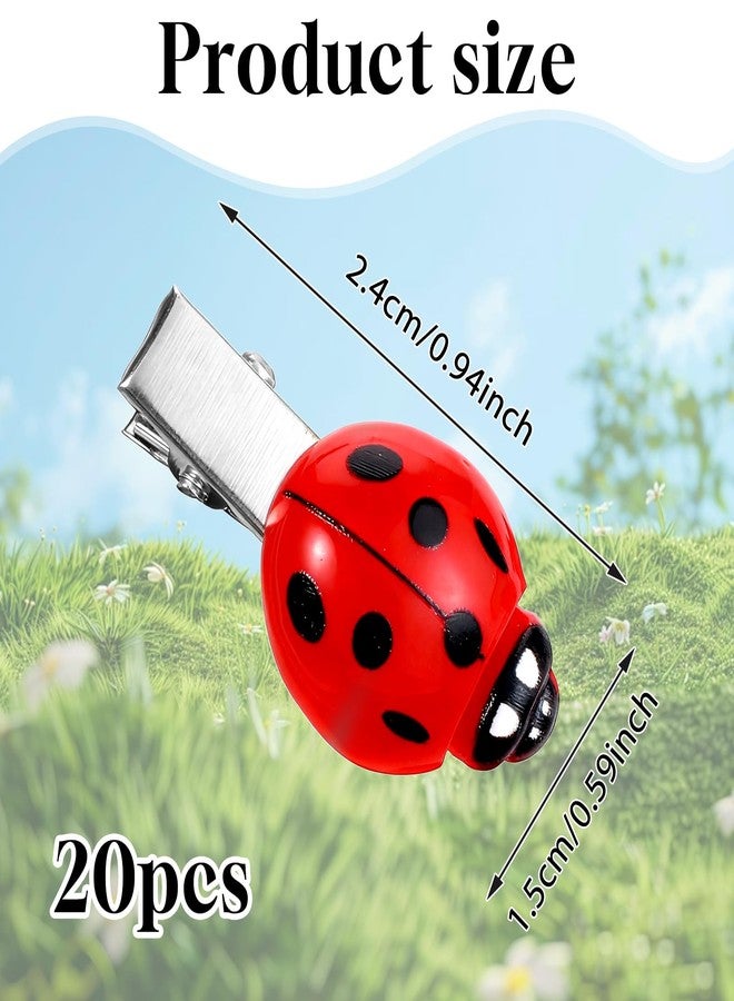 Exclaith 20 Pcs Ladybug Hair Clips, Cute Insect Decorative Hair Accessories for Women, Red Lucky Ladybug Barrettes for Cosplay Themed Party Christmas - Image 2